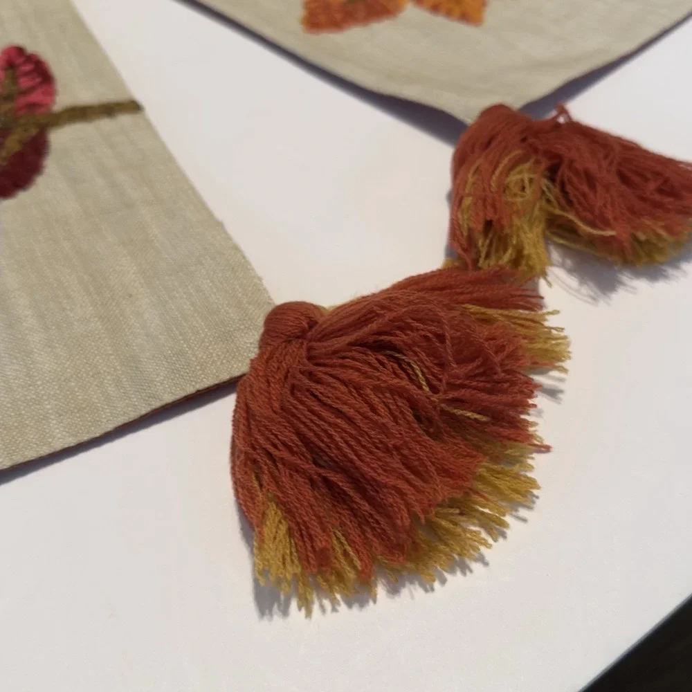 Kirkland's Home Crewel Embroidery Fall Leaf Table Runner 80